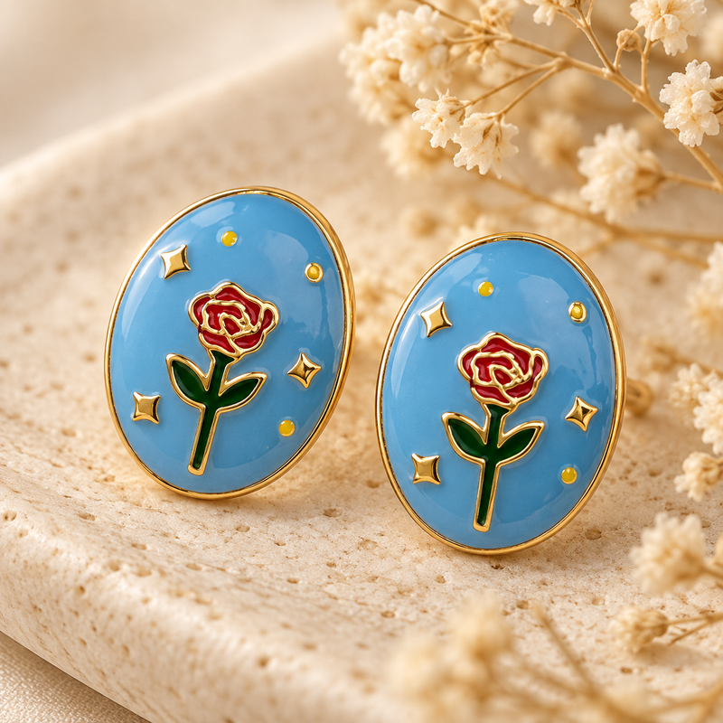 Elora Blue Rose Studs