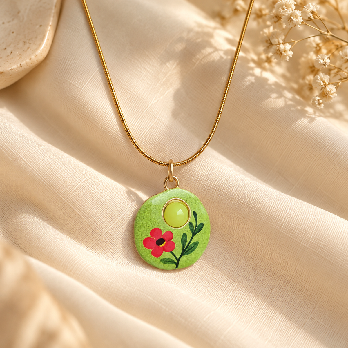 Nisha Green Bloom Pendant