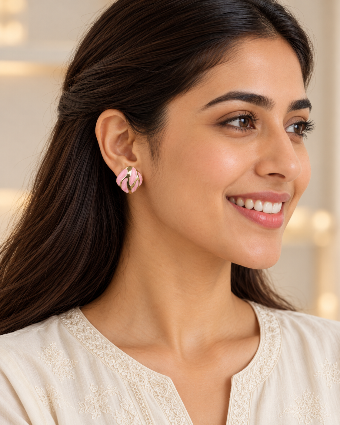 Adira Pink Swirl Studs