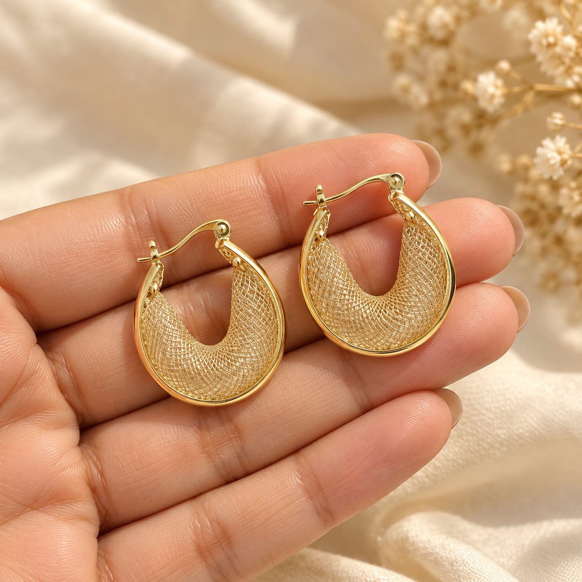 Liora Gilded Mesh Hoops