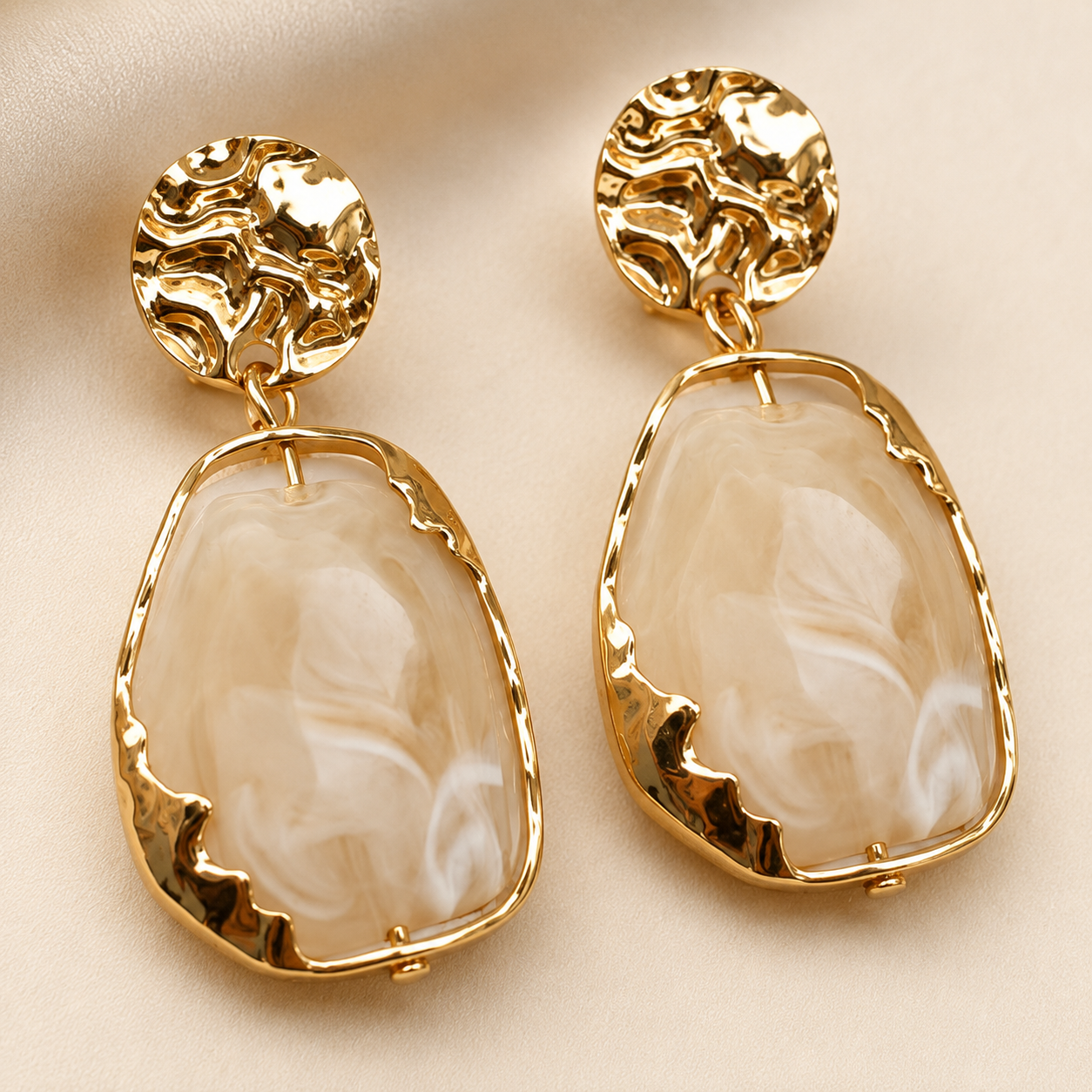 Lena Hammered Stone Drops
