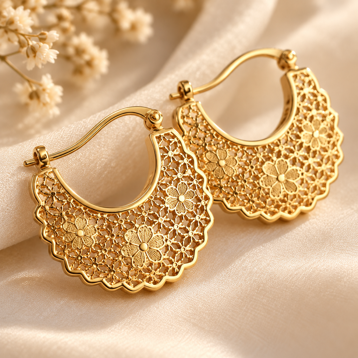 Anjali Floral Filigree Hoops