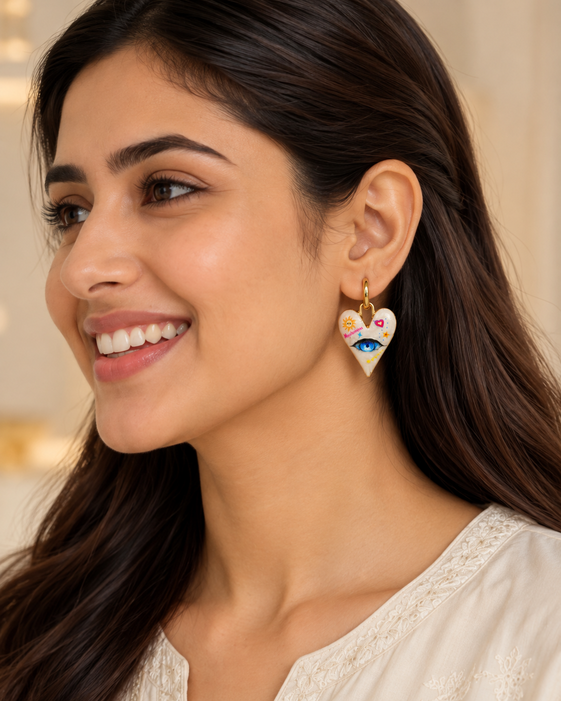 Evania Heart Eye Hoops