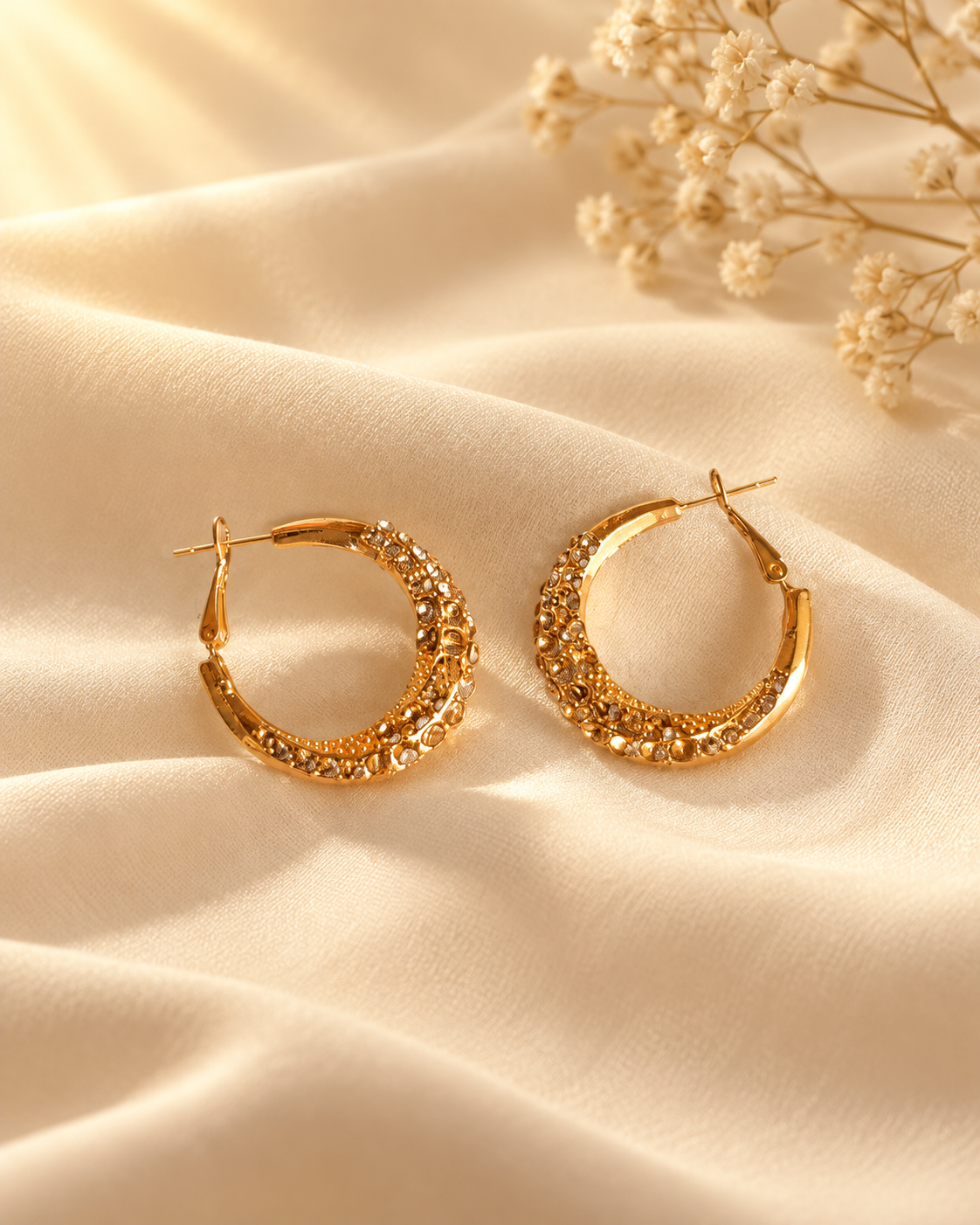 Eliya Golden Sparkle Hoops