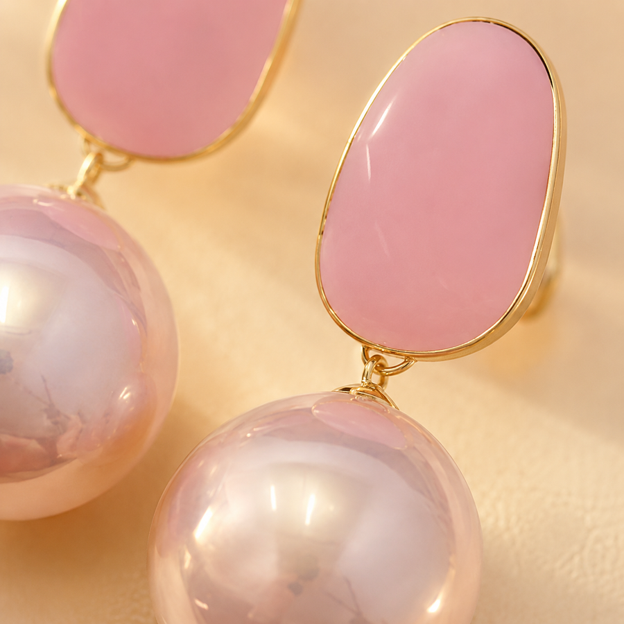 Glintura Rose Lustre Pearl Earrings