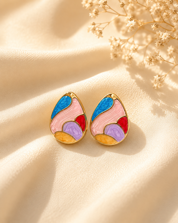 Meher Painted Teardrop Studs