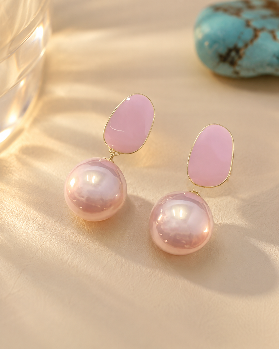 Glintura Rose Lustre Pearl Earrings