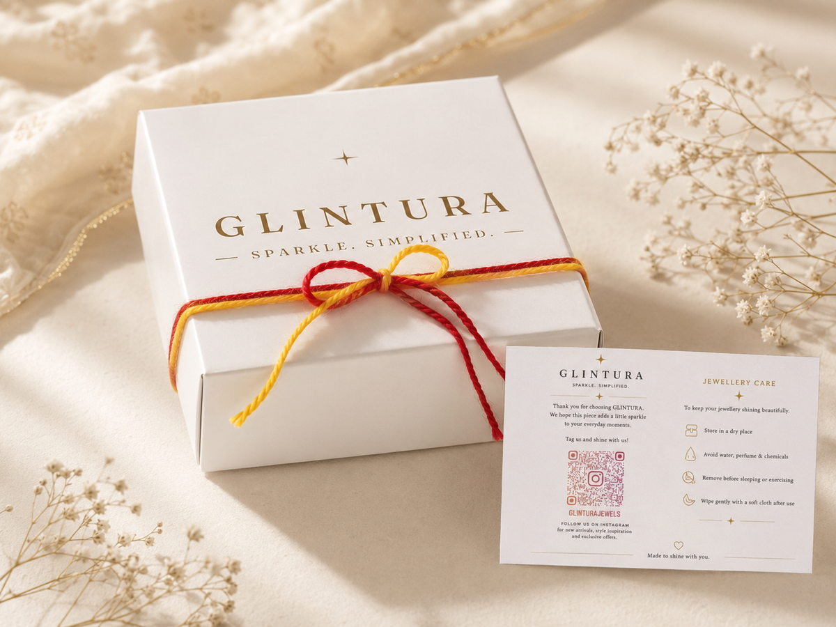 A printed Glintura box with care card