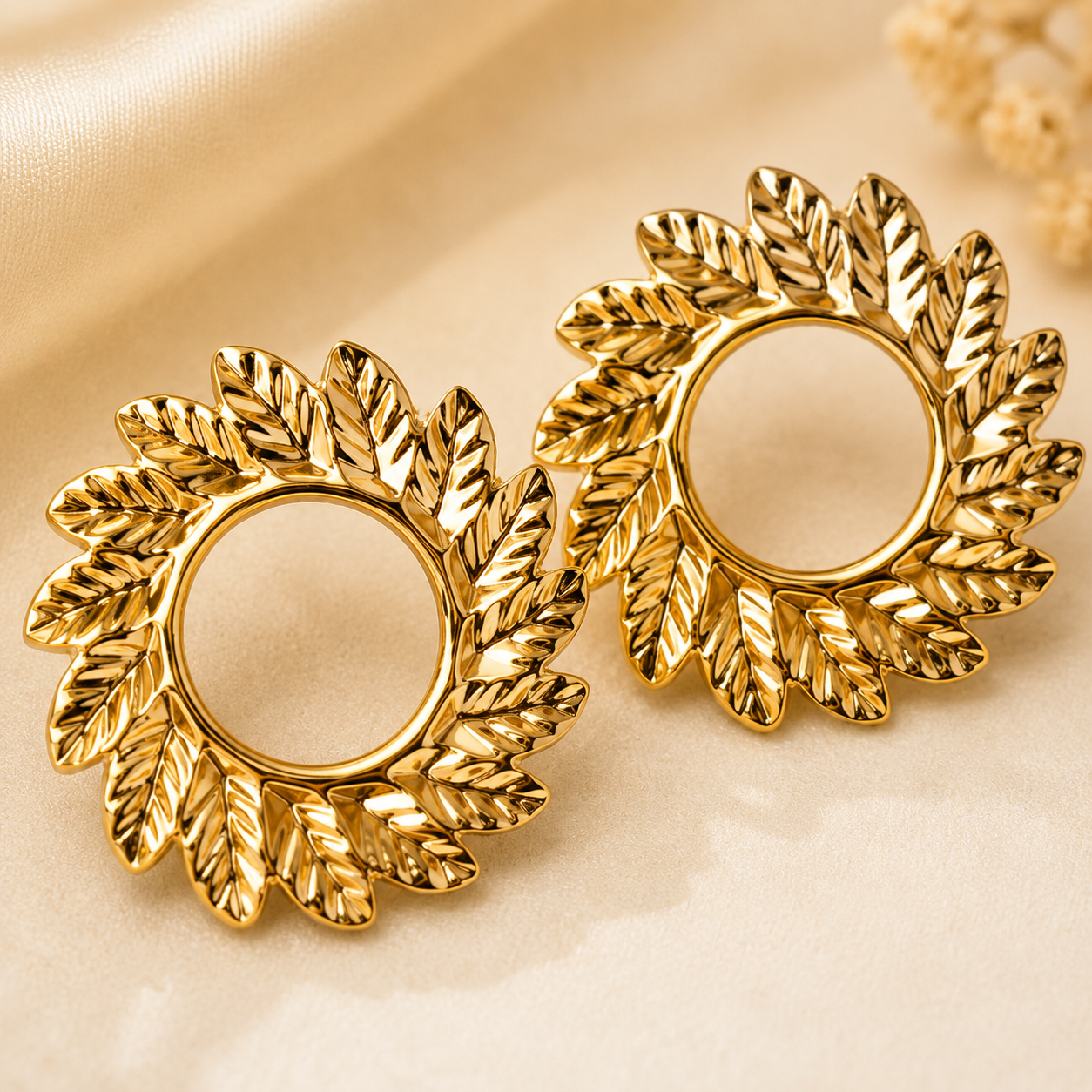 Laurel Gold Wreath Studs