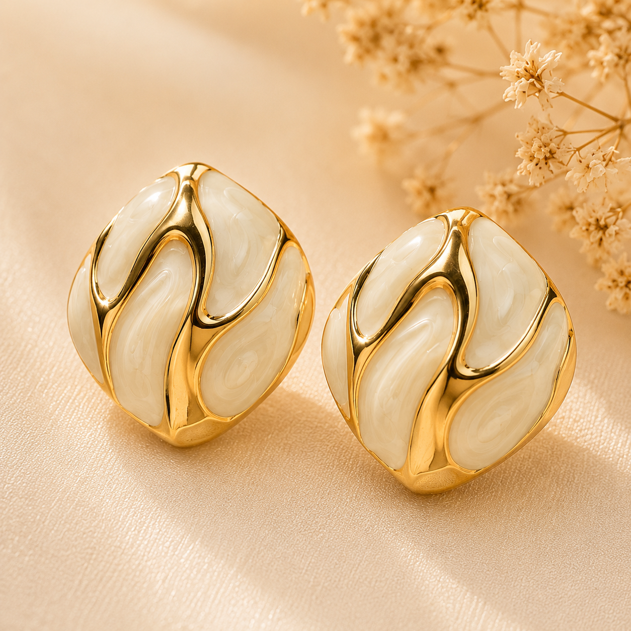 Zoya Marbled Gold Studs