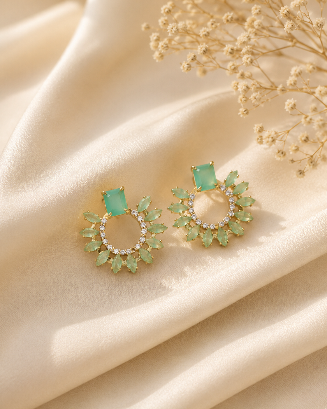 Naina Emerald Fan Studs