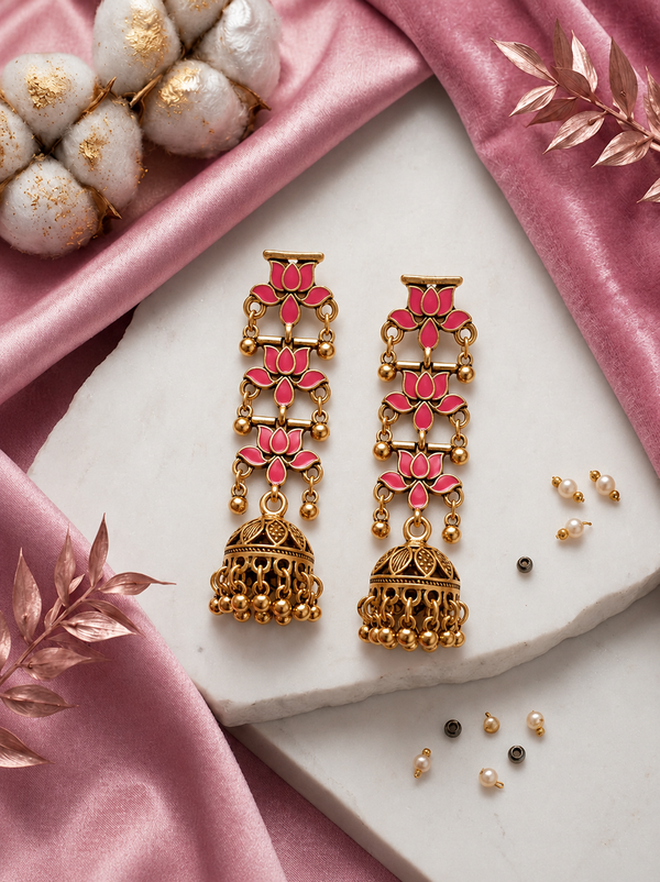 The Tiered Blossom Chandeliers An Antique Gold/Silver Plated Earring