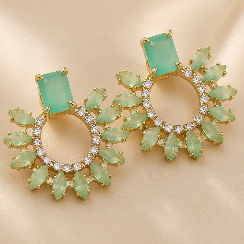 Naina Emerald Fan Studs