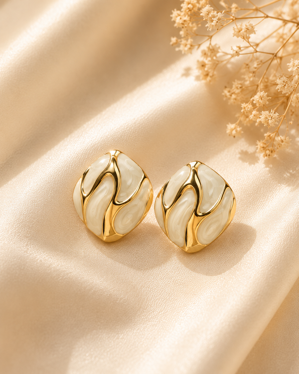 Zoya Marbled Gold Studs