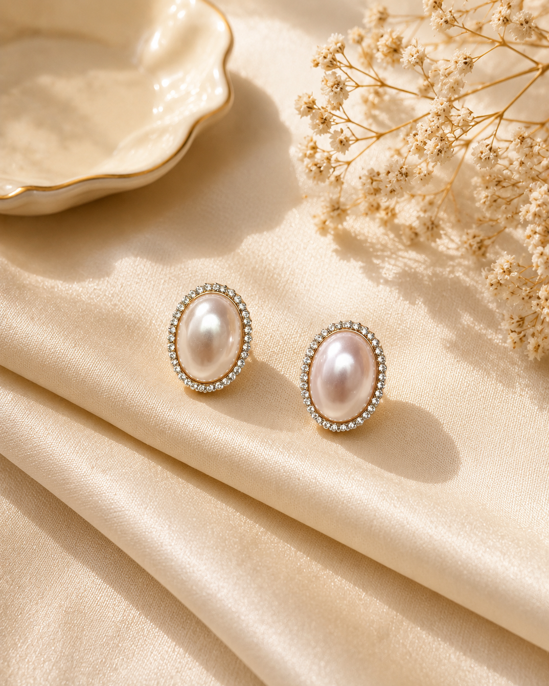 Alina Pearl Halo Studs