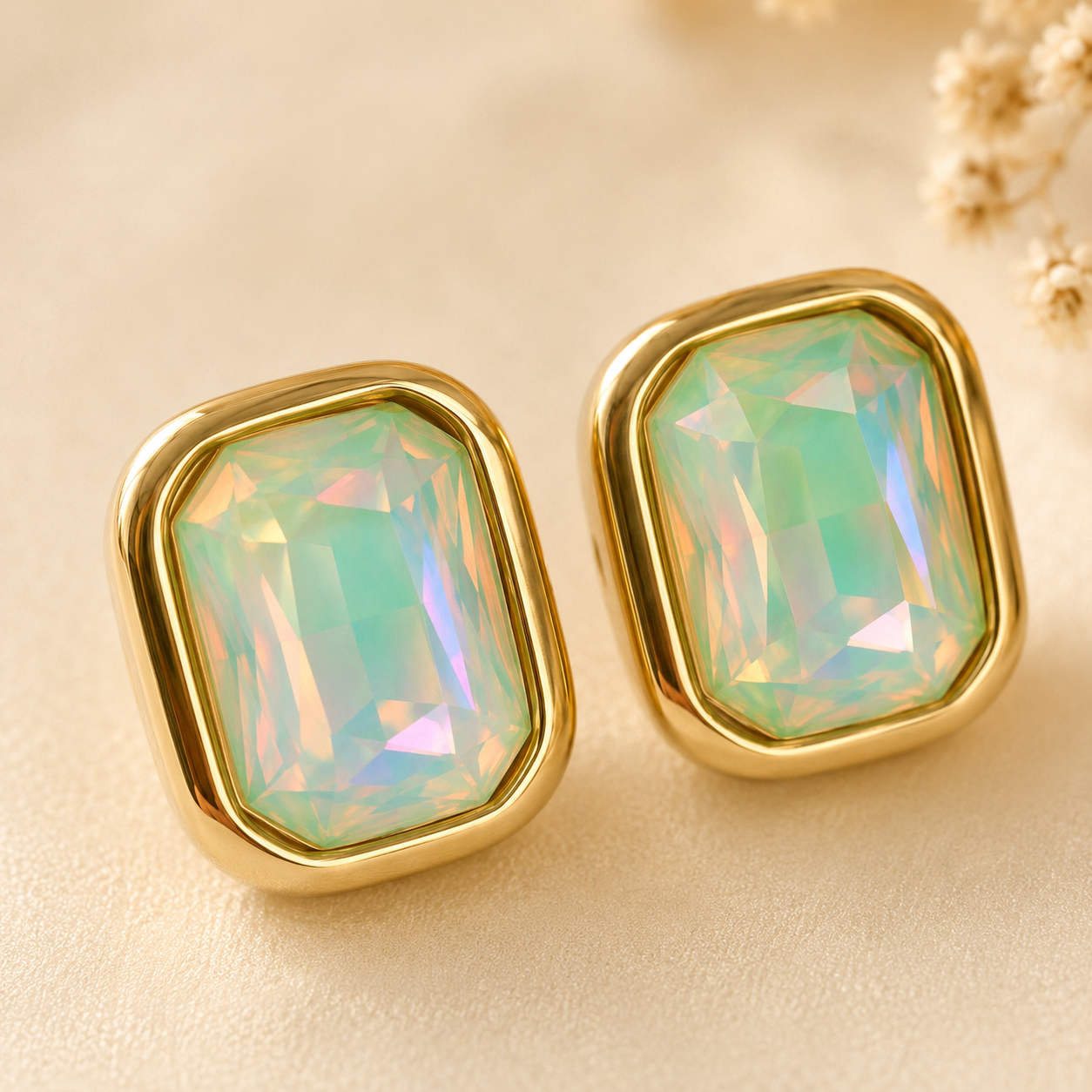 Senna Opal Cushion Studs