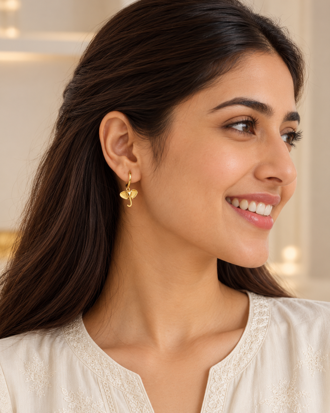 Tarini Golden Elephant Hoops