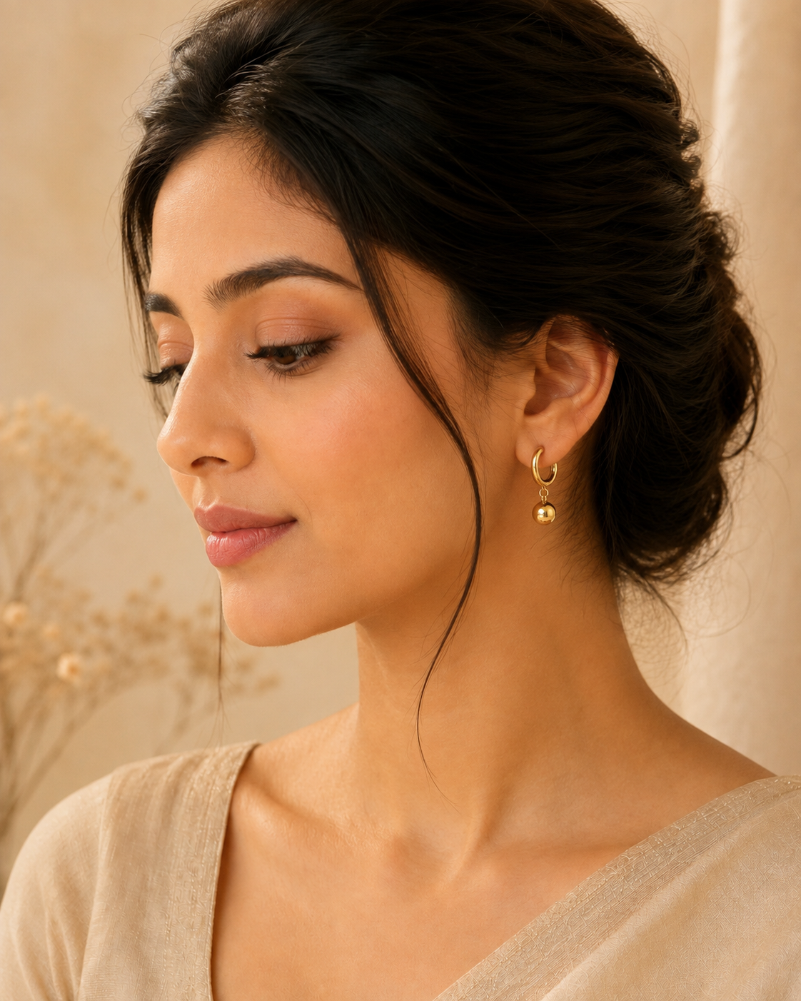 Freya Ball Charm Hoops