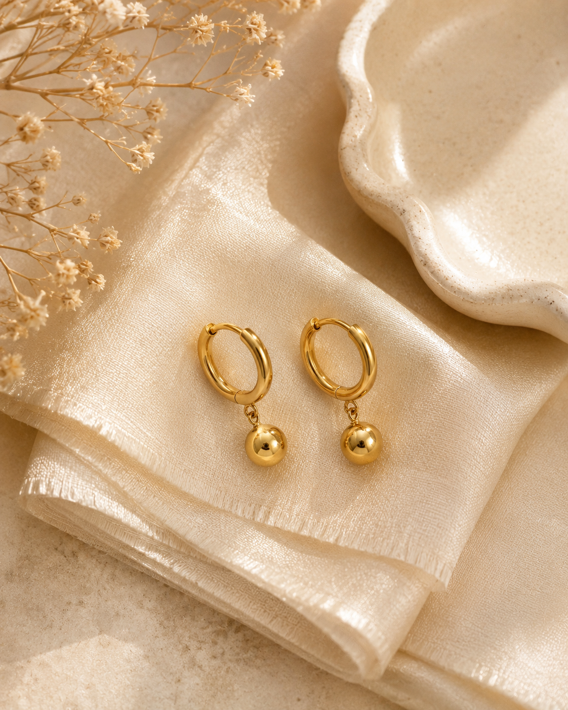 Freya Ball Charm Hoops