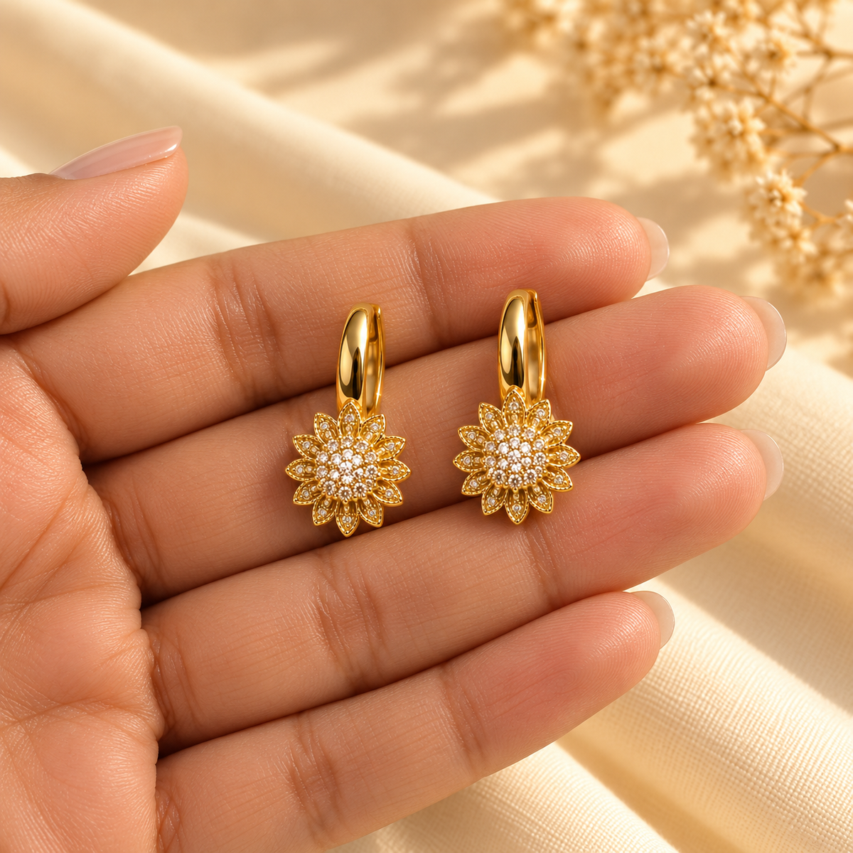 Neriah Golden Sunflower Hoops