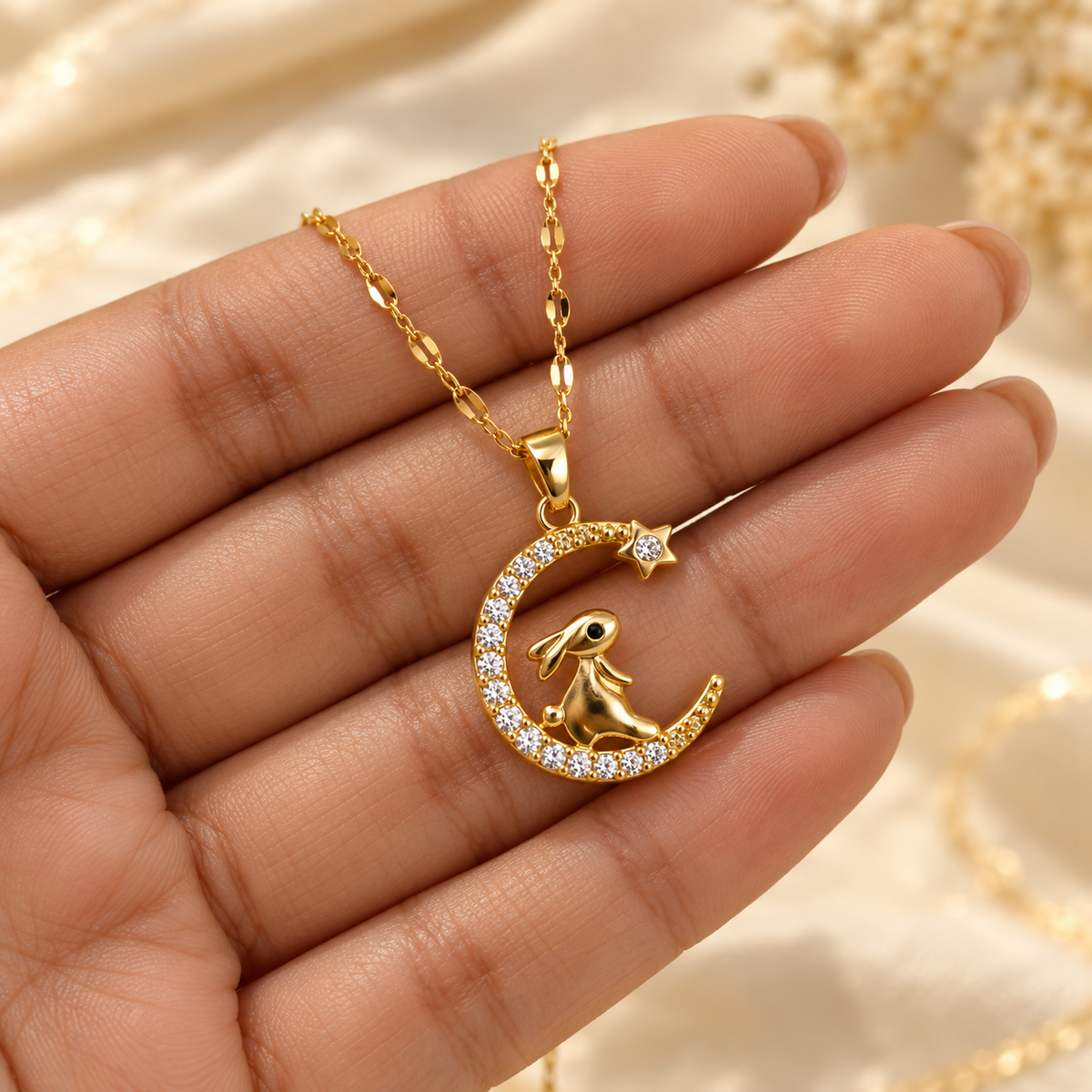 Zehra Rabbit Crescent Pendant