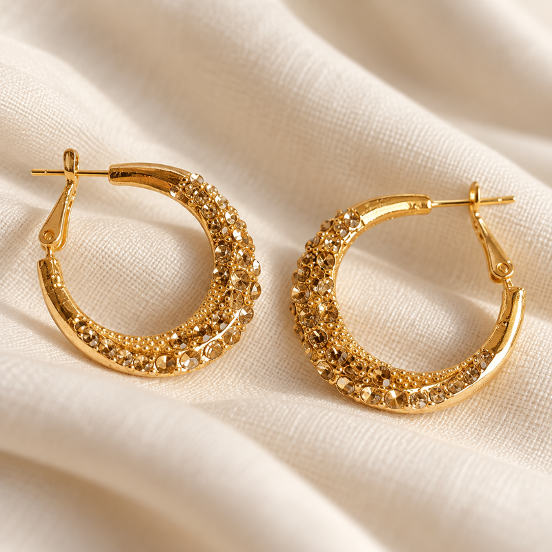 Eliya Golden Sparkle Hoops