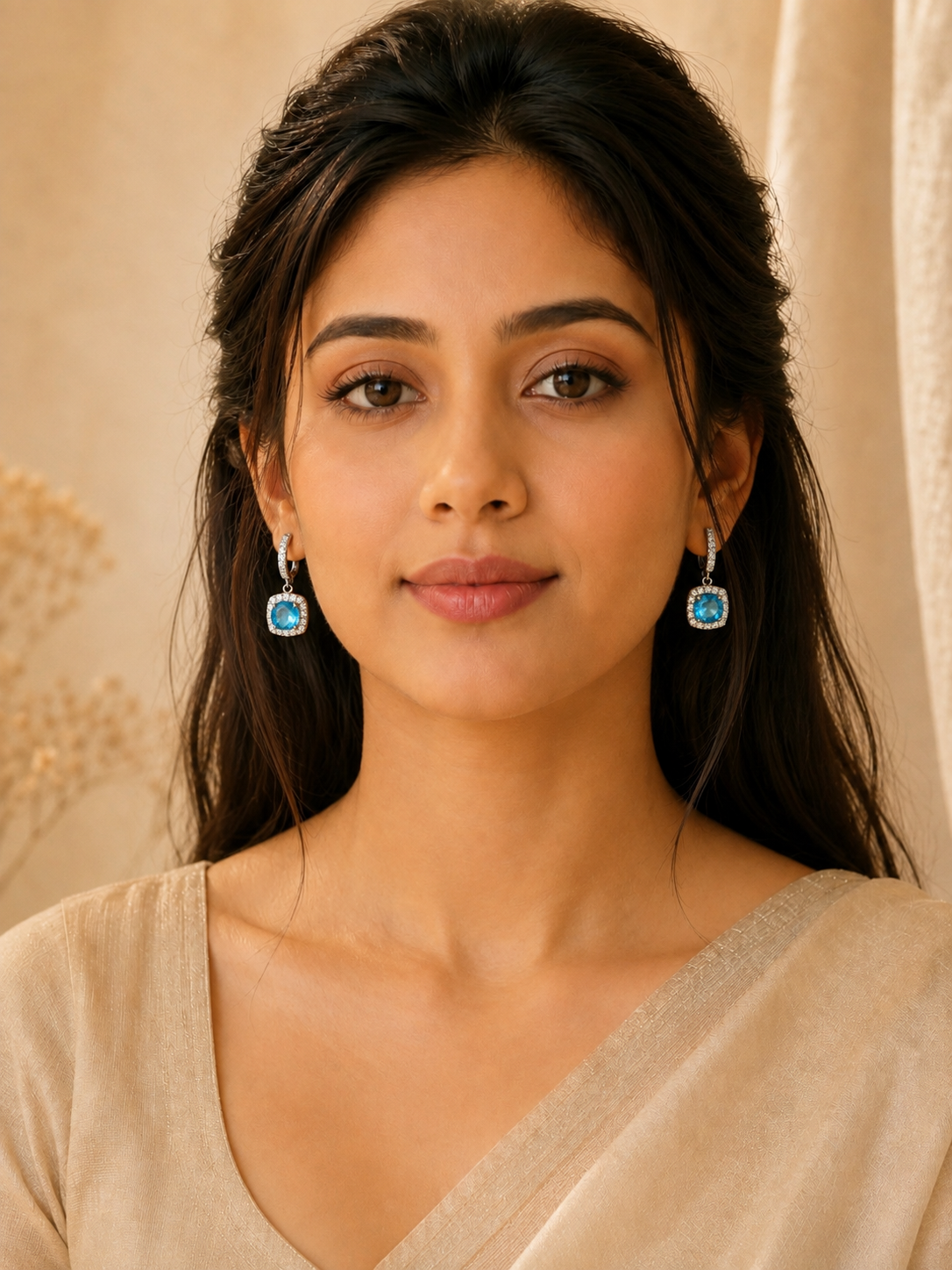 Manya Gem Charm Hoops