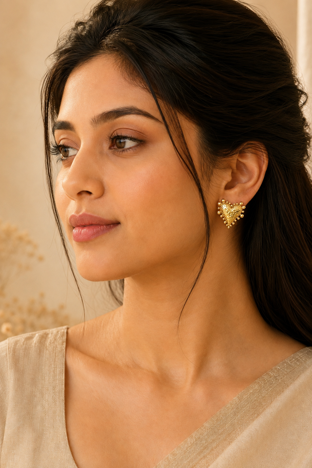 Roha Beaded Heart Studs