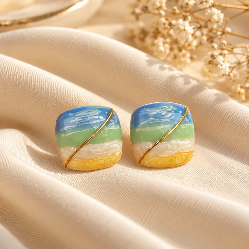 Aveline Pastel Ribbon Studs