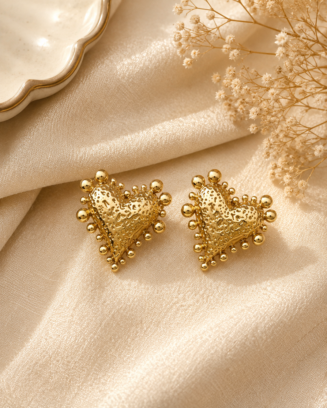 Roha Beaded Heart Studs