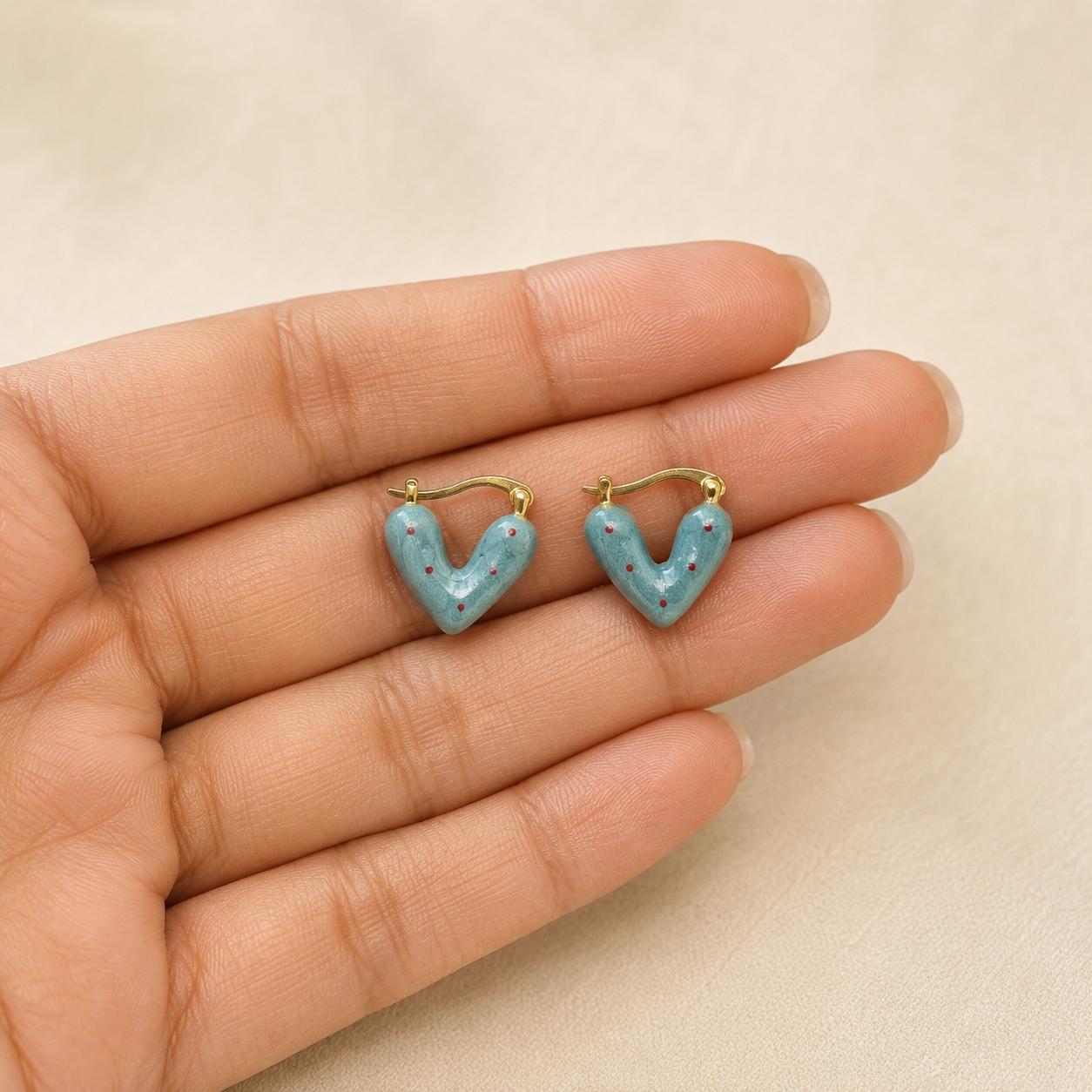 Saanvi Enamel Heart Hoops