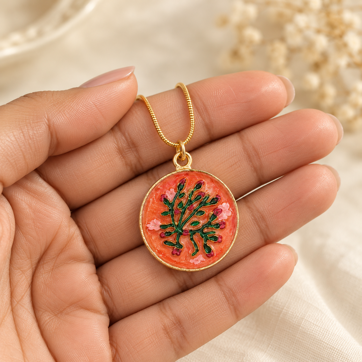 Amoli Orange Botanical Pendant