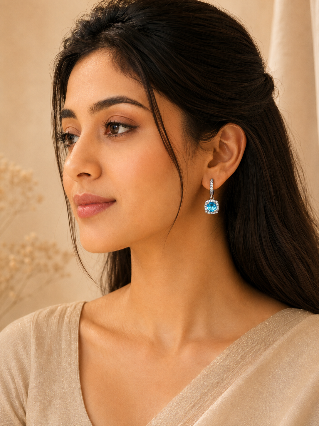 Manya Gem Charm Hoops