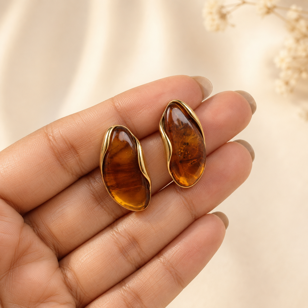 Aleena Marble Oval Studs