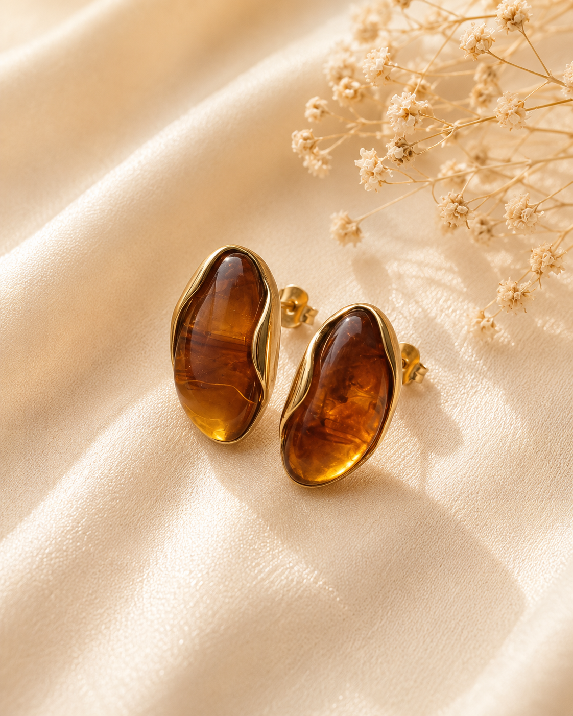 Aleena Marble Oval Studs