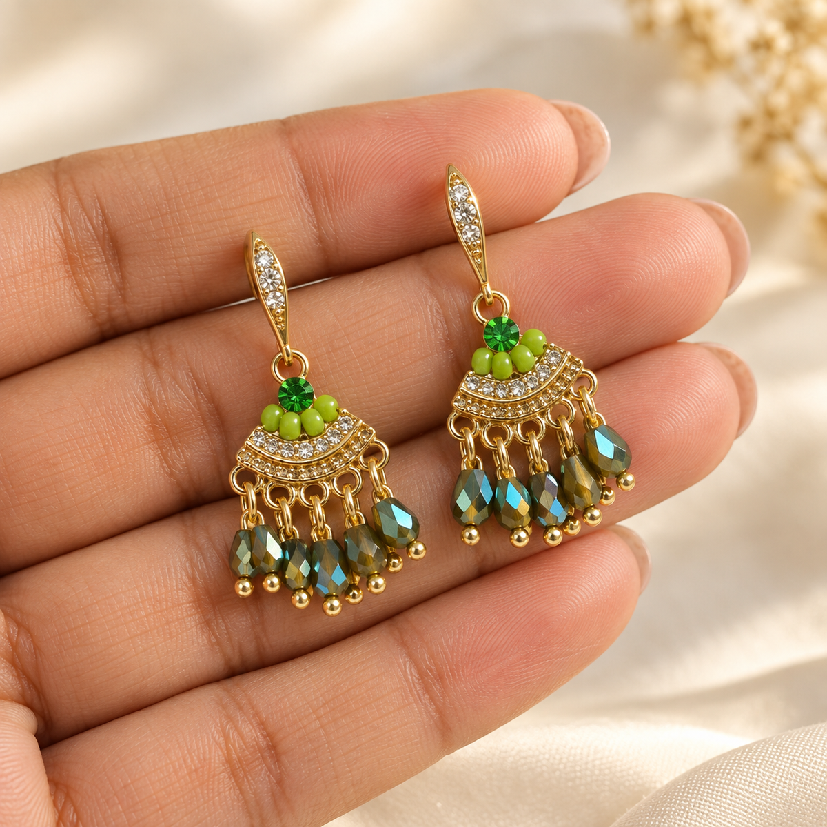 Liara Green Tassel Drops
