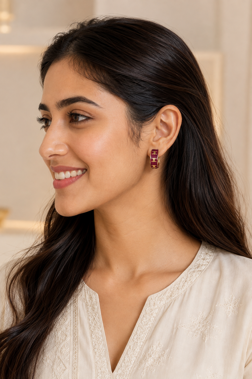 Rani Crimson Arch Hoops