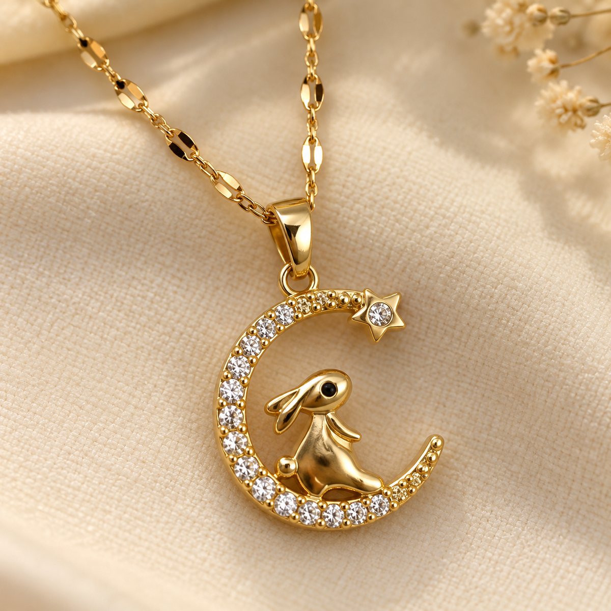 Zehra Rabbit Crescent Pendant