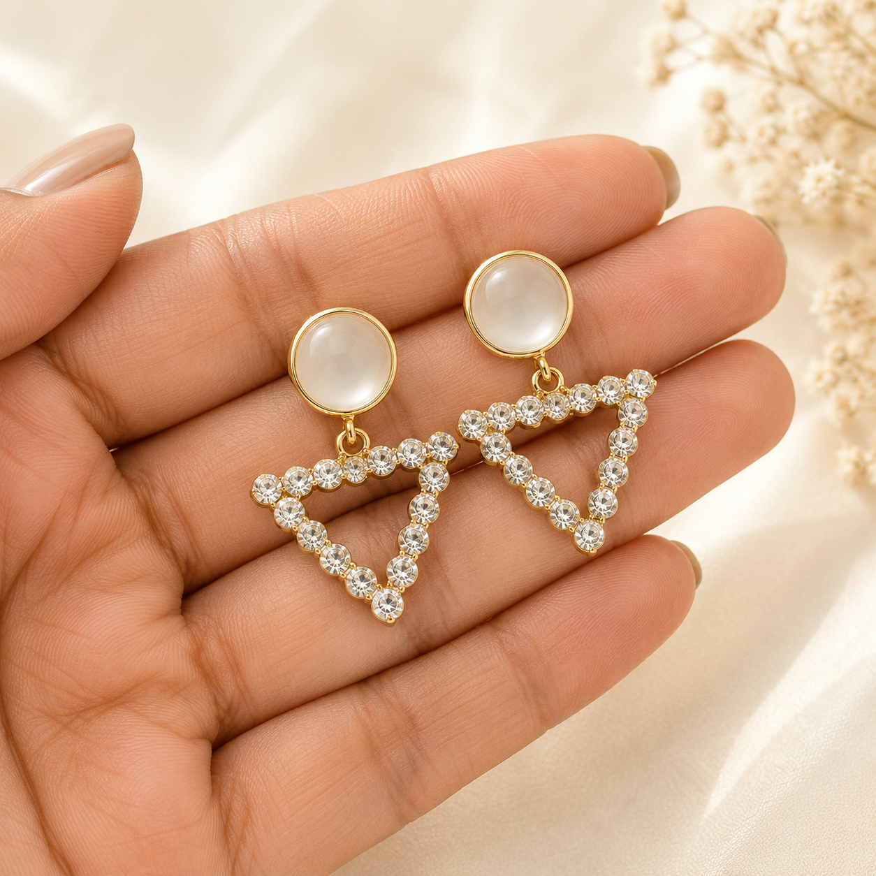 Diya Pearl Heart Drops