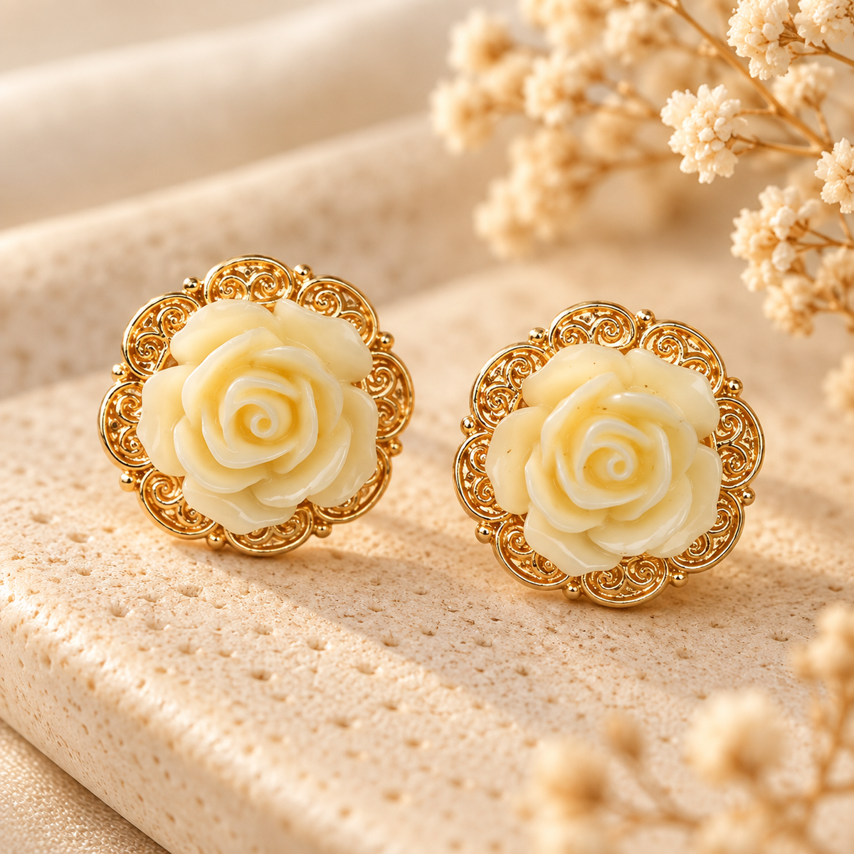 Inara Ivory Rose Studs