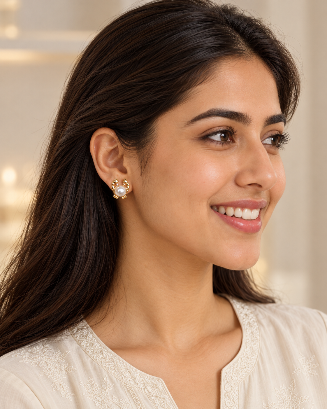 Lavanya Pearl Crab Studs