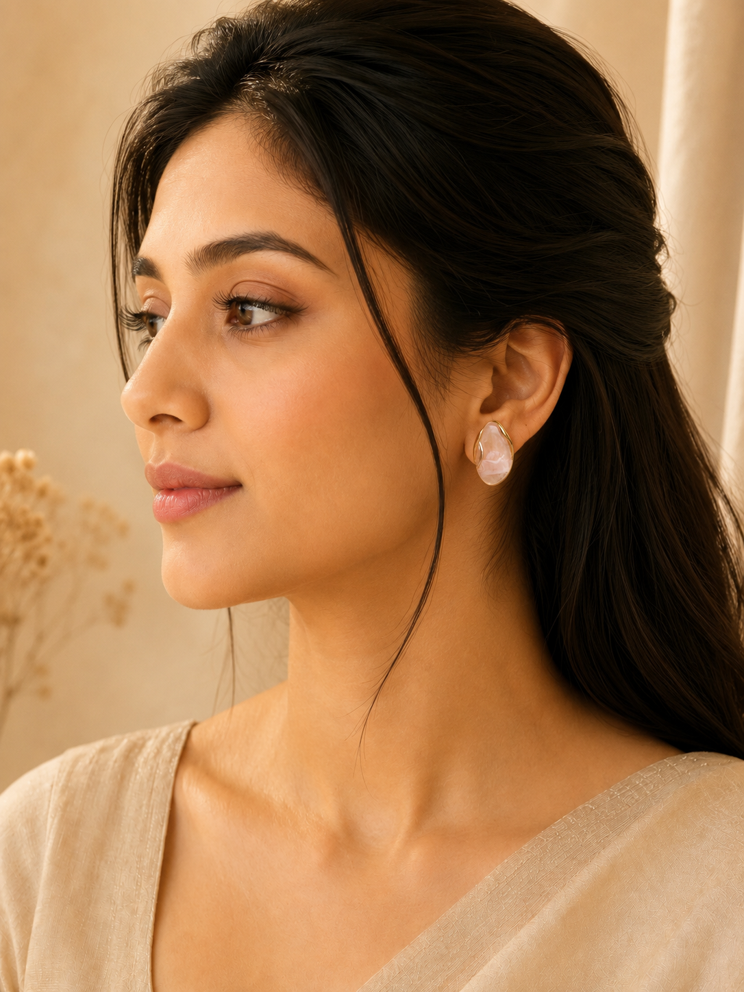 Aleena Marble Oval Studs