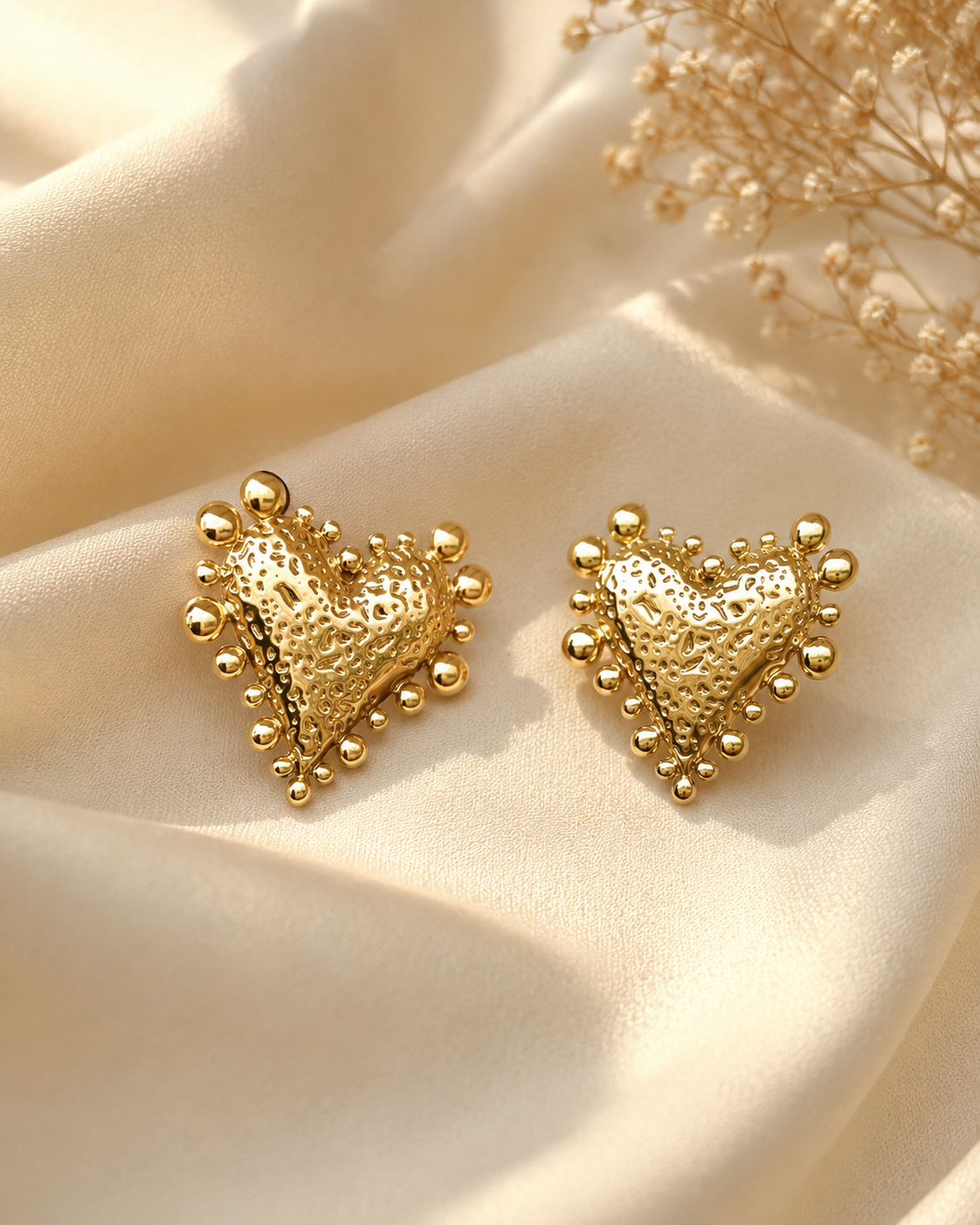Roha Beaded Heart Studs
