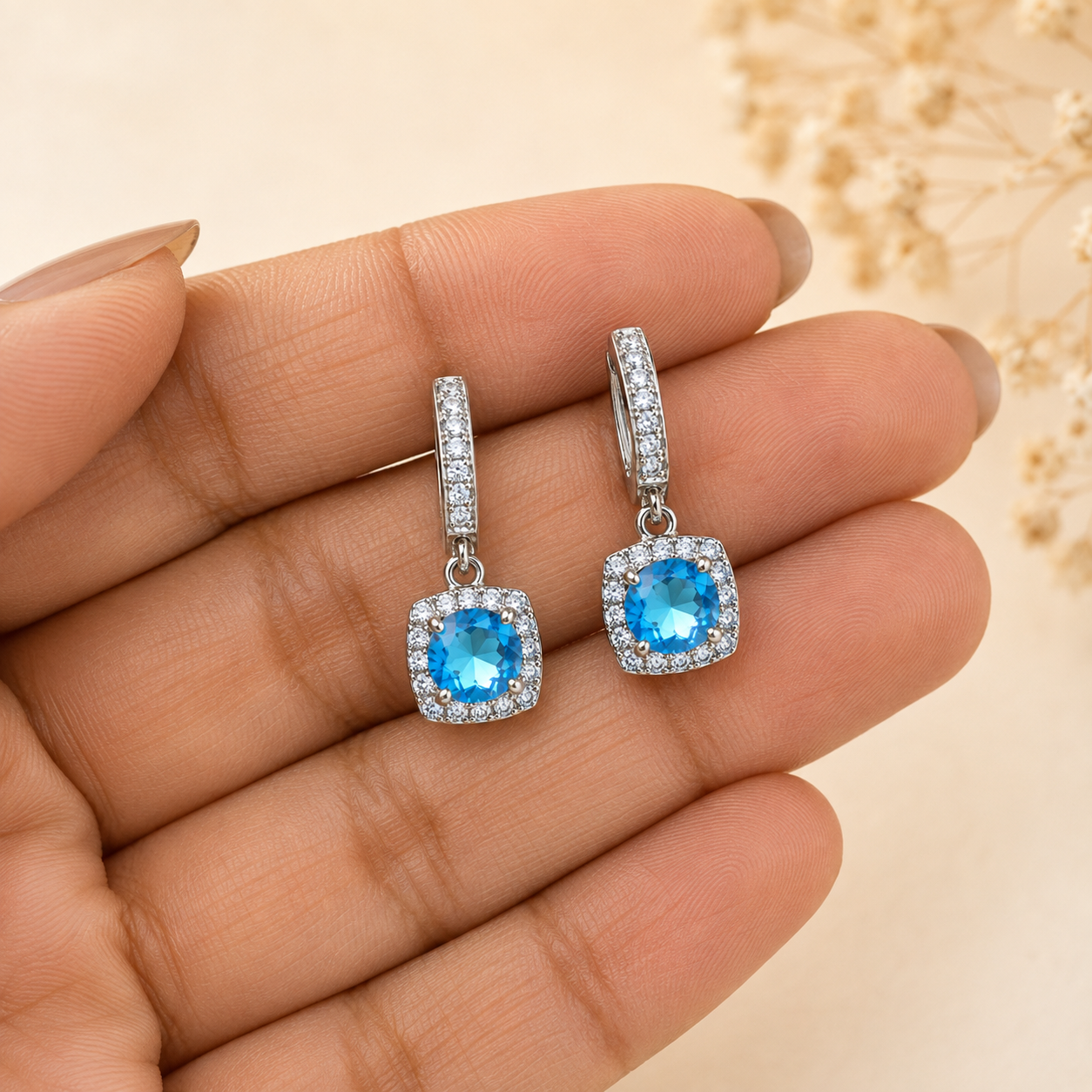 Manya Gem Charm Hoops