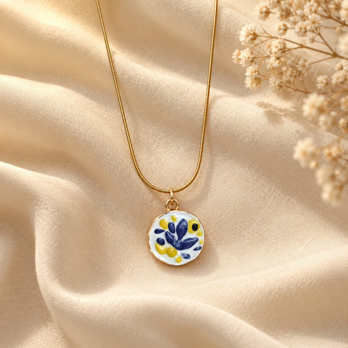 Ruhi Midnight Leaf Pendant