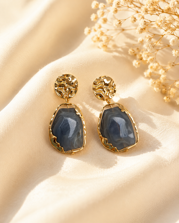 Lena Hammered Stone Drops