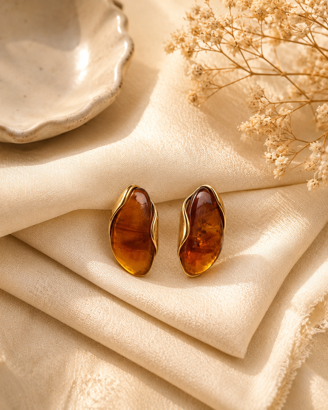 Aleena Marble Oval Studs