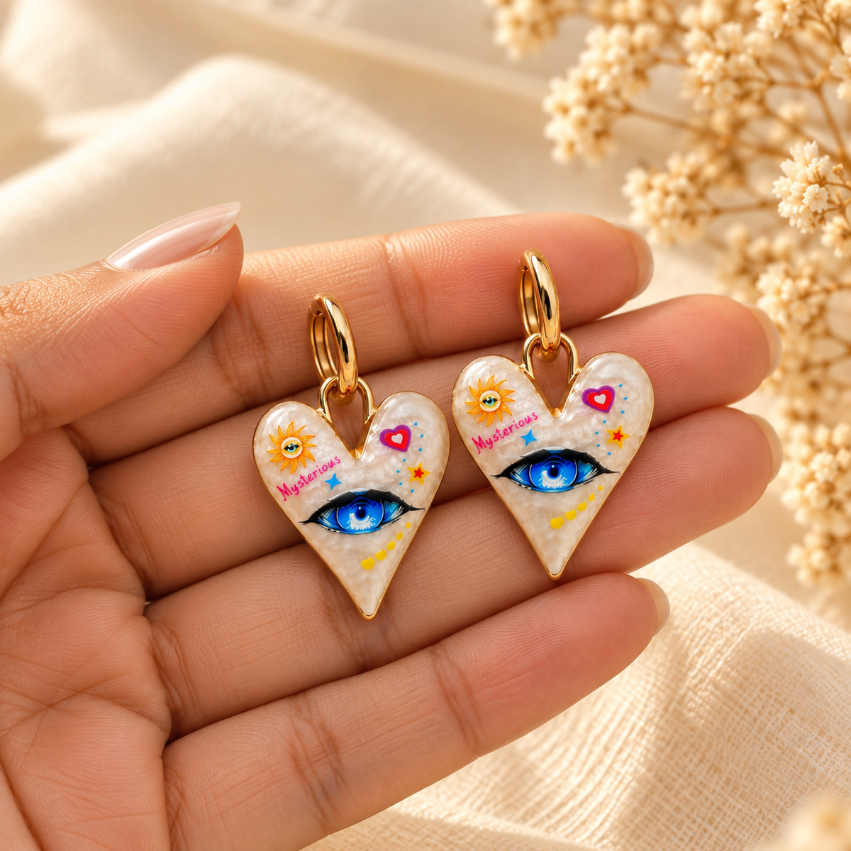 Evania Heart Eye Hoops
