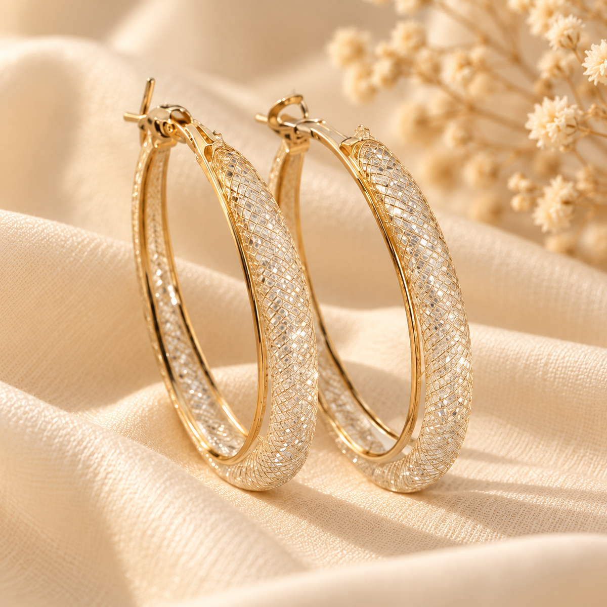 Zaria Golden Shimmer Hoops