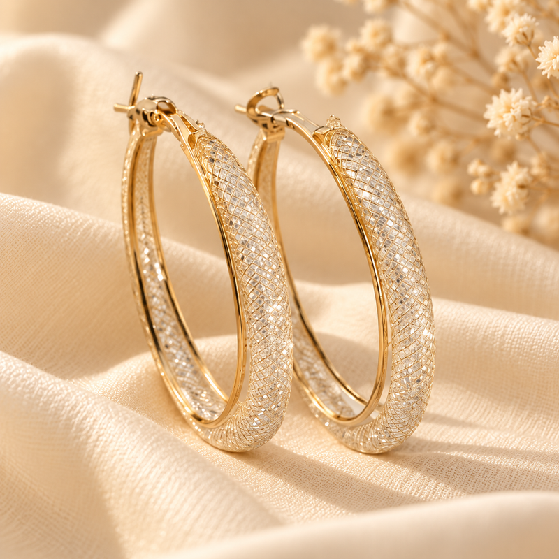 Zaria Golden Shimmer Hoops